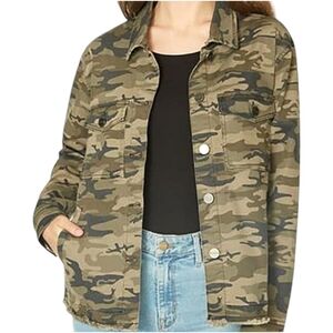 Sanctuary Raw Hem Camo Trucker Jacket - S